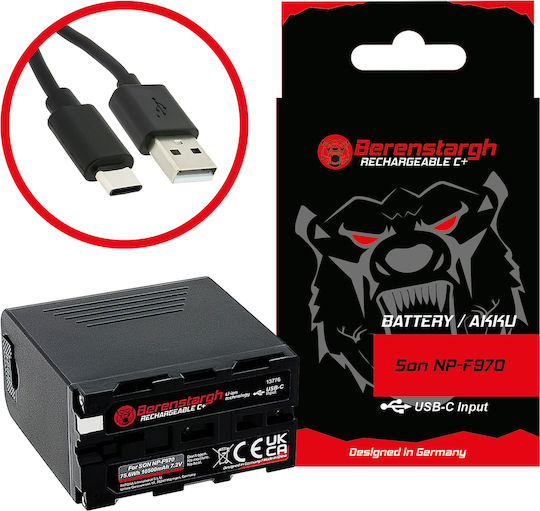 Berenstargh Батерия за фотоапарат Np-f970 Np-f960 Np-f950, Lg Cells, Με In-out Usb-c Pd20w Με Out Usb 10500mAh