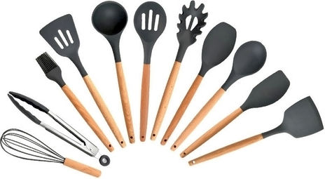 Wooden Cooking Utensil Set Black