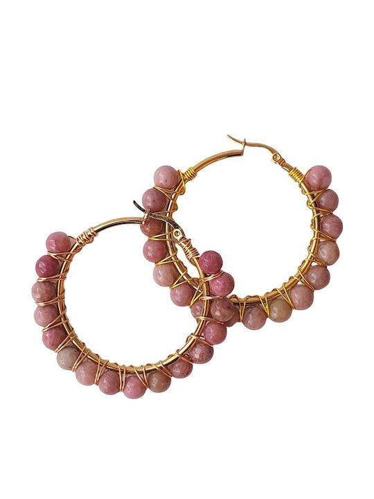 MI-TU Exclusive Cercei Placat cu aur Pink Beads
