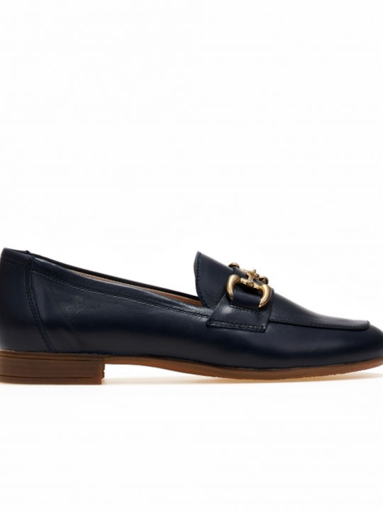 Δερμάτινα Γυναικεία Loafers σε Navy Μπλε Χρώμα