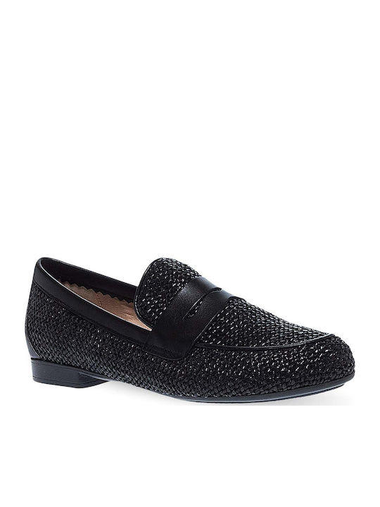 Leder Damen Loafers in Schwarz Farbe