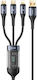 Usams Regular Cablu USB la Lightning / Type-C / micro USB cu mai multe porturi 2.4A Negru 1.2m (US-SJ582)