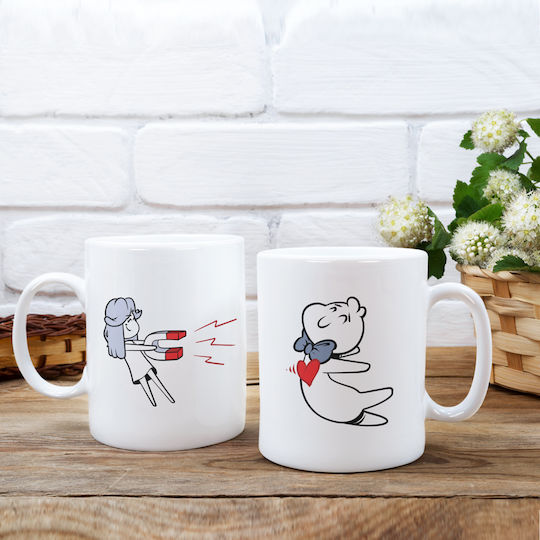 "love Mug from Porcelain White 2pcs