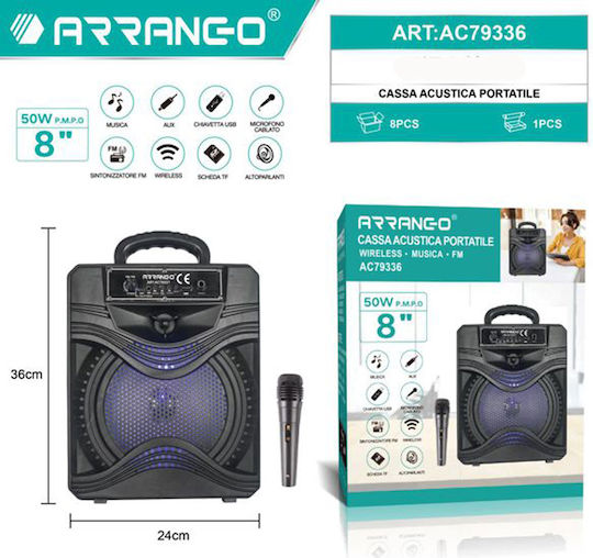 Arrango Karaoke Speaker with Wireless Microphone and Lighting Effects AC79336 Black