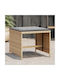 Garden Stool Cube Outdoor Rattan with Beige Cushion 4 Pieces 41x41x36cm