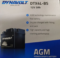 Dynavolt Motorradbatterie YTX4L-BS mit Kapazität 3Ah Dynavolt Motorradbatterie YTX4L-BS mit Kapazität 3Ah