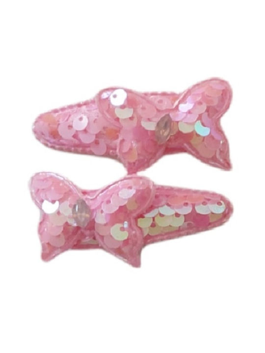 Ro-Ro Accessories Σετ Παιδικά Κοκαλάκια με Κλιπ σε Ροζ Χρώμα 2τμχ