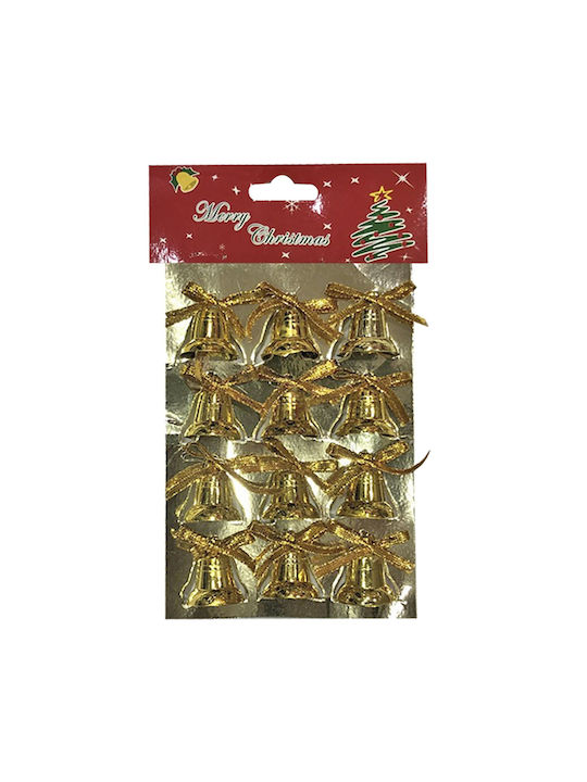 Hängendes Glocke Ornament Kunststoff 3x3cm Set 12Stück