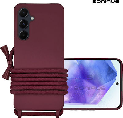Sonique Coperta din spate Silicon 0.5mm cu Brățară Burgundy (Galaxy A55)