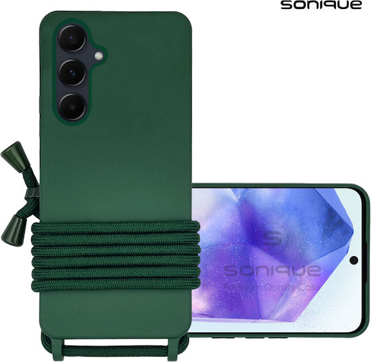 Sonique Back Cover Silicone 0.5mm with Strap Green (Galaxy A55)