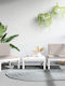 Set Outdoor Lounge White with Pillows 3pcs