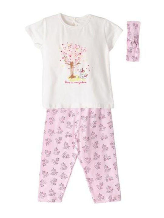 Εβίτα Kids Set with Leggings Summer 2pcs White pink