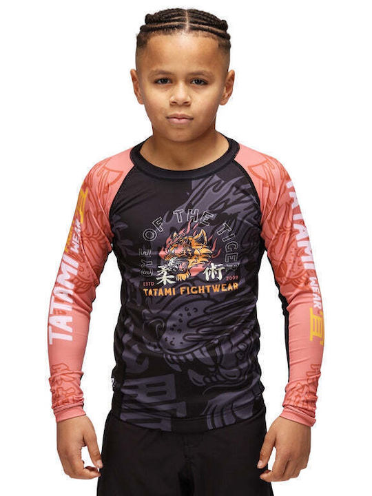 Tatami Fightwear Kids Swimwear Sunscreen (UV) Shirt Black-Salmon