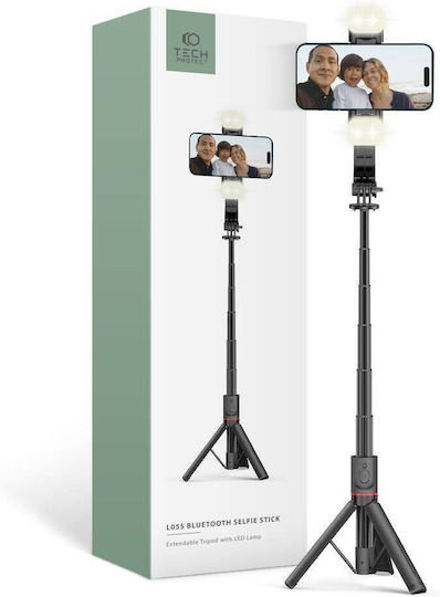 Tech-Protect L05S Selfie Stick Τρίποδο Κινητού Bluetooth με Φωτισμό Μαύρο