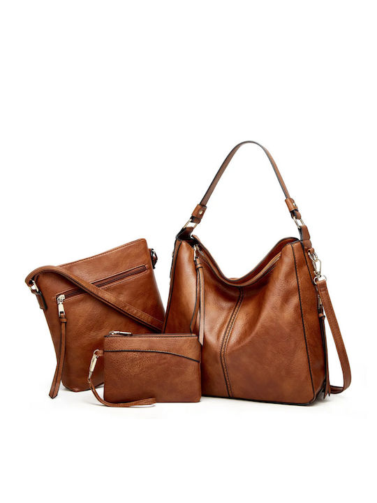 Set Damen Tasche Schulter Braun