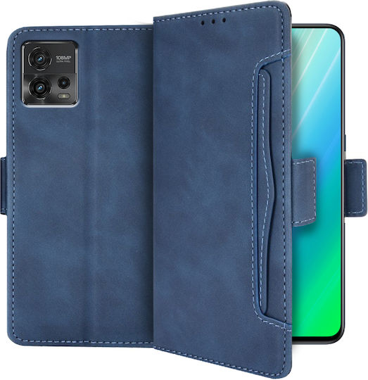 Книга Изкуствена кожа / Пластмаса / Силикон Син (Moto G72)