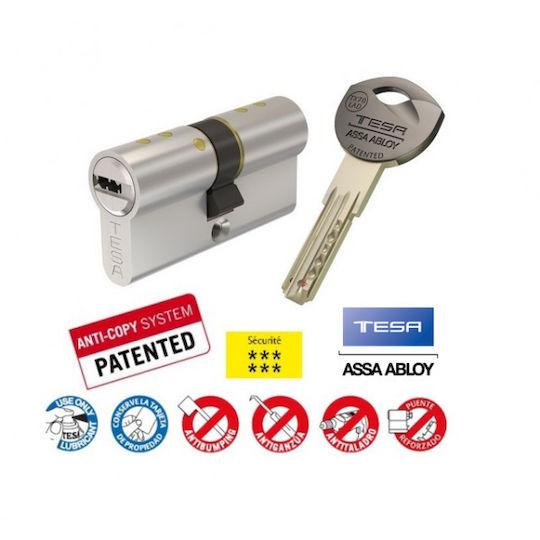 Assa Abloy Κύλινδρος Κλειδαριάς Ασφαλείας με 5 Κλειδιά Ασημί