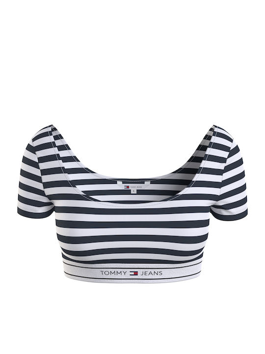 Tommy Hilfiger Γυναικείο Crop T-shirt Ριγέ Μπλε