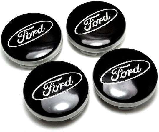 Τάπες Κέντρου Ζάντας Ford με Εσωτερική Διάμετρο 54mm Μαύρο 4τμχ