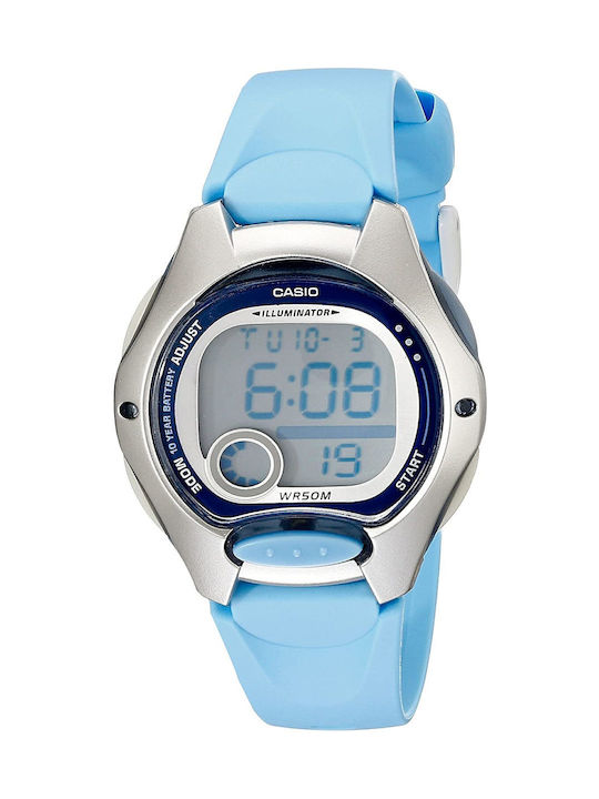 Casio Digital Watch Battery with Blue Rubber Strap