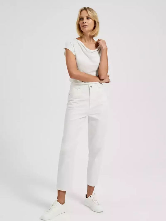 Make your image High Waist Women's Jean Trousers in Mom Fit White