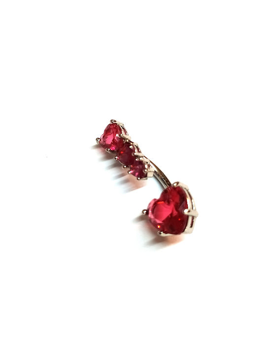 Navel Earring Red Heart, Surgical Steel