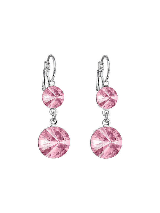 Handmade Hanging Earrings with Pink Swarovski Crystals (f1071)