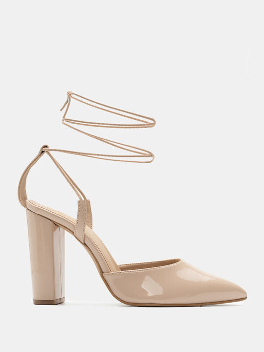 Luigi Pointed Toe Beige Heels