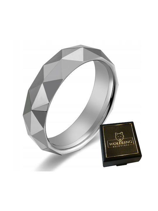 Wolfring Men's Steel Ring with Diamond