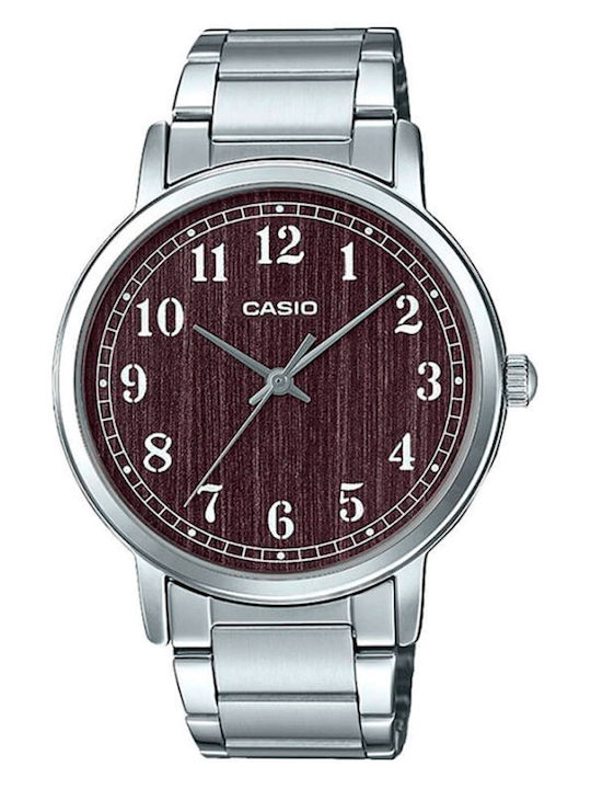 Casio Ανδρικό Ρολόι Μπαταρίας με Ασημί Μεταλλικό Μπρασελέ