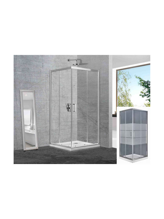Aquarelle Clever 10 CLVR100C110-MATTSTRIPES Cabin for Shower with Sliding Door 110x100x190cm Mat