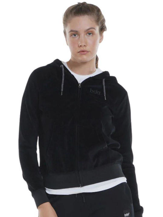 Body Action Women's Long Hooded Fleece Sweatshirt Black