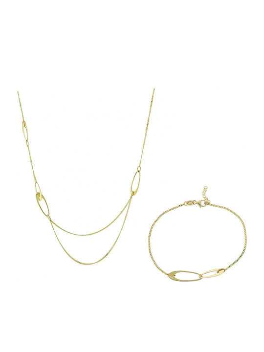 Polytimo - Set of Necklace and Bracelet in 14K Gold Art-set-120 Polytimo - Set of Necklace and Bracelet in 14K Gold Art-set-120