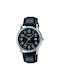 Casio Watch Battery with Black / Black Leather Strap