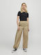 Jack & Jones Women's High-waisted Cotton Cargo Trousers Brown
