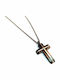 Amalfi Accessories Schwarz Kreuz aus Stahl mit Kette