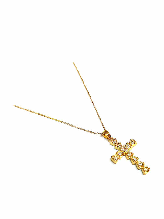 Amalfi Accessories Кръст от Позлатено Стомана с Верижка