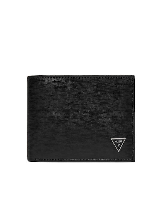 Guess Flat Billfold Δερμάτινο Ανδρικό Πορτοφόλι Μαύρο