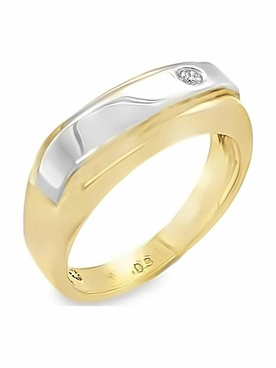 Inel din aur și aur alb de 18 karate cu diamant Rn09343