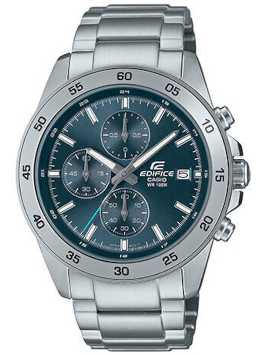 Casio Edifice Ceas Bărbați 43.8mm Cronograf Baterie cu Brățară din Metal Argintie