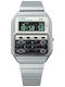 Casio Digital Men's Watch 34mm Chronograph Battery with Silver / Silver Metal Bracelet