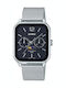 Casio Ανδρικό Ρολόι 34mm Μπαταρίας με Ασημί / Ασημί Μεταλλικό Μπρασελέ