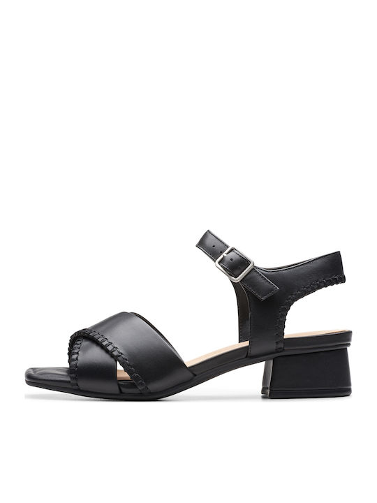 Clarks Serina35 Cross Leather Sandals Black