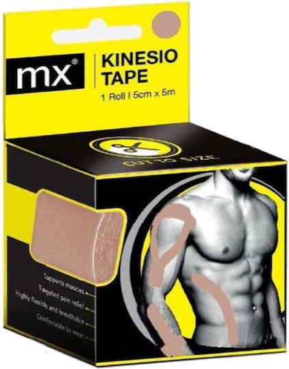 Mx Kinesiology Tape Επίδεσμος Κινησιοθεραπείας 5cmx5m Μπεζ Medinox Mx79041