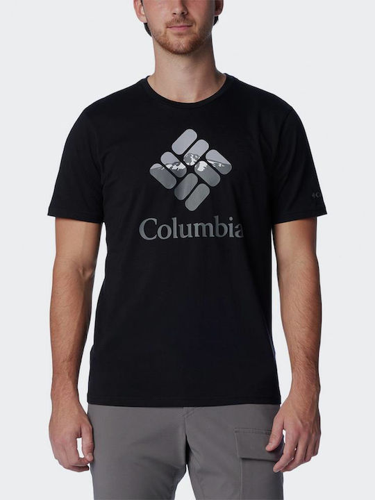 Columbia T-shirt Bărbătesc cu Mânecă Scurtă Negru