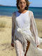 Achilleas Accessories Feminin Lung Kimono de Plajă Alb