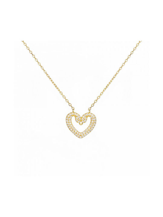 Gold-plated Heart Necklace with Swans 925 Silver 047827 047827 Silver