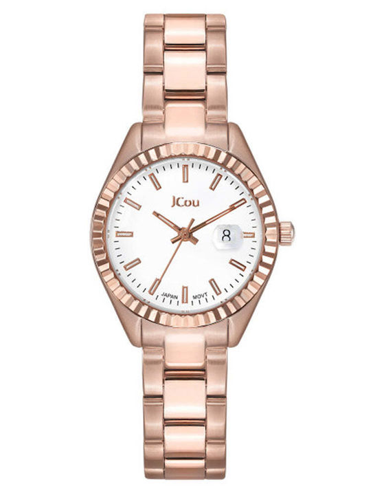 Jcou Queen's Petite Womens Watch 26mm Battery With Pink Gold Steel Bracelet