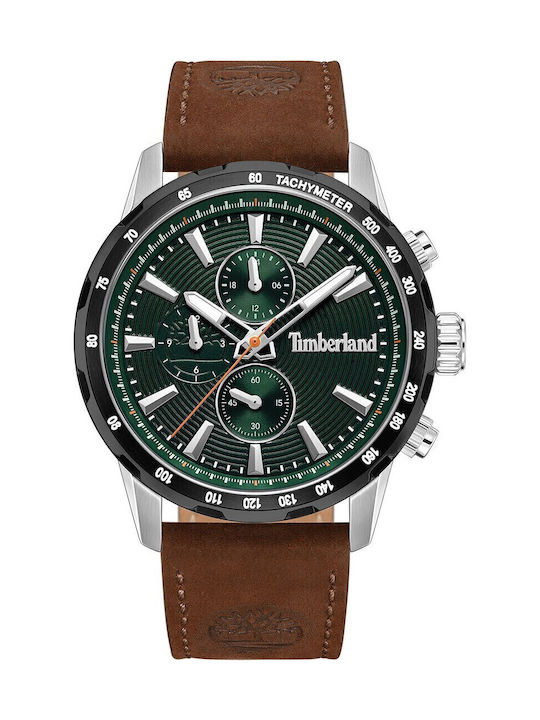 Timberland Ανδρικό Ρολόι 46mm Χρονογράφος Μπαταρίας με Καφέ Δερμάτινο Λουράκι
