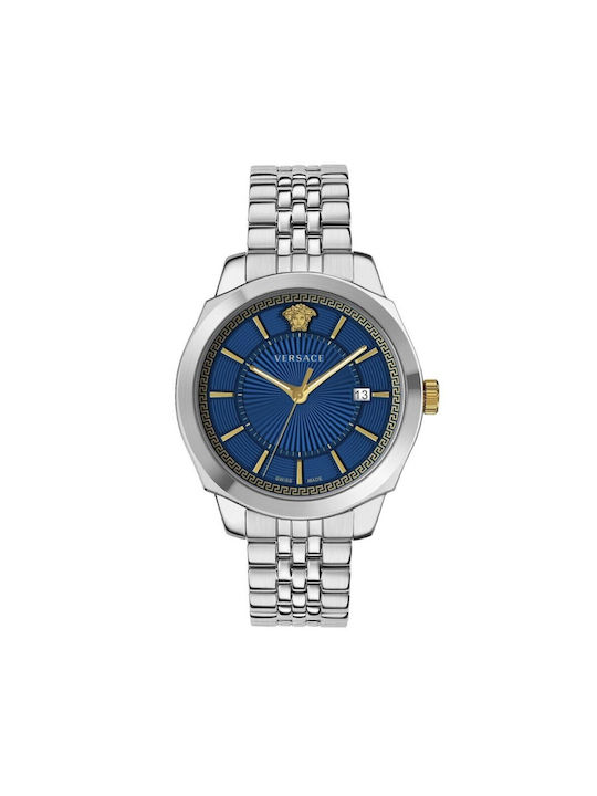 Versace Classic Uhr Batterie mit Blau Metallarmband